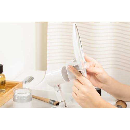 Floxite FL-615-2 15X magnifying mirror with light, Lighted travel makeup mirror with light and magnification, Round, LED, Tabletop, Portable vanity mirror for desk bathroom, electric plug in, personal