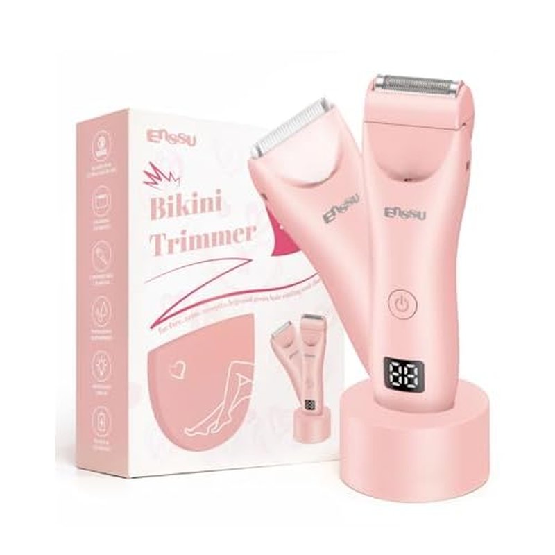 2in 1 Bikini Trimmer Electric Razors for Women with LED Light£¬Rechargeable Body Pubic Hair Trimmer Women with LCD Display, Lady Shaver for Leg/Arms/Bikini,Waterproof, Gift for Woman