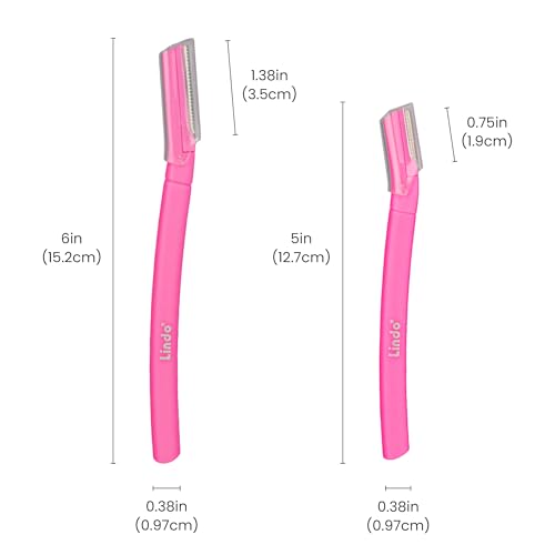 Lindo Brow Razor - Eyebrow Razor & Dermaplaning Tool, Multipurpose, Exfoliation, Face and Peach Fuzz facial Hair Removal dermaplane (6pcs)