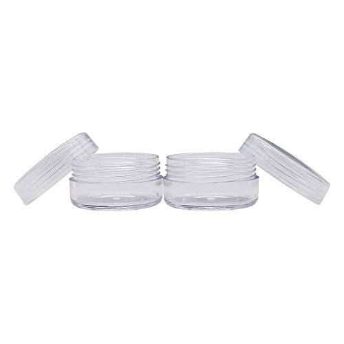 100 Pack Clear Plastic Cosmetic Jars - 10g Makeup & Nail Powder Containers