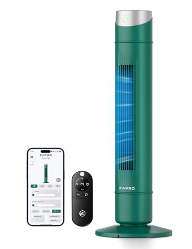 Green 36-Inch Tower Fan with Remote, App Control & Upgraded DC Motor