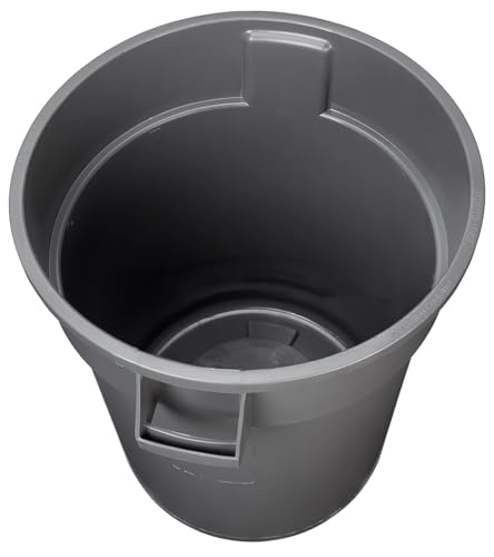 Heavy Duty 32 Gallon Round Trash Can Set - Outdoor Waste Baskets, Grey, Pack of 2