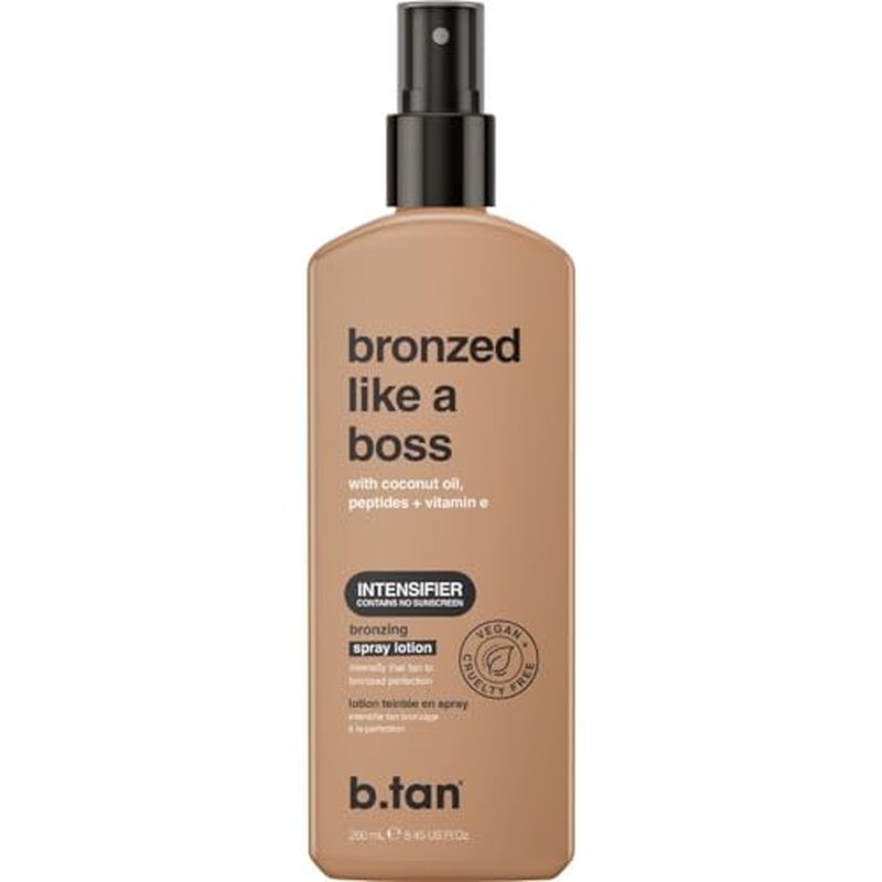 b.tan Sun Tanning Lotion Spray | Bronzed Like a Boss - Brown Outdoor Bronzing Accelerator, Best Tan Intensifier, No SPF, Packed with Coconut Oil, Peptides, & Vitamin E, Austrailian Brand, 8.45 Fl Oz