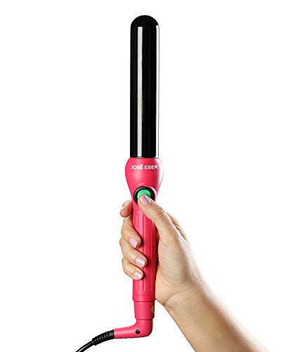 32mm Pink Tourmaline Ceramic Clipless Curling Iron - Large Barrel for Voluminous Waves