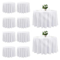 White 120 Inch Round Tablecloth 10 Pack - Stain Resistant & Wrinkle-Free Polyester for Wedding & Events