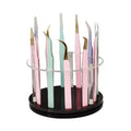 12 Holes Acrylic Rotatable Tweezers Holder, Eyelash Makeup Grafting Tweezer Display Stand Extensions Organizer Training Rack Beauty Tools (Black)
