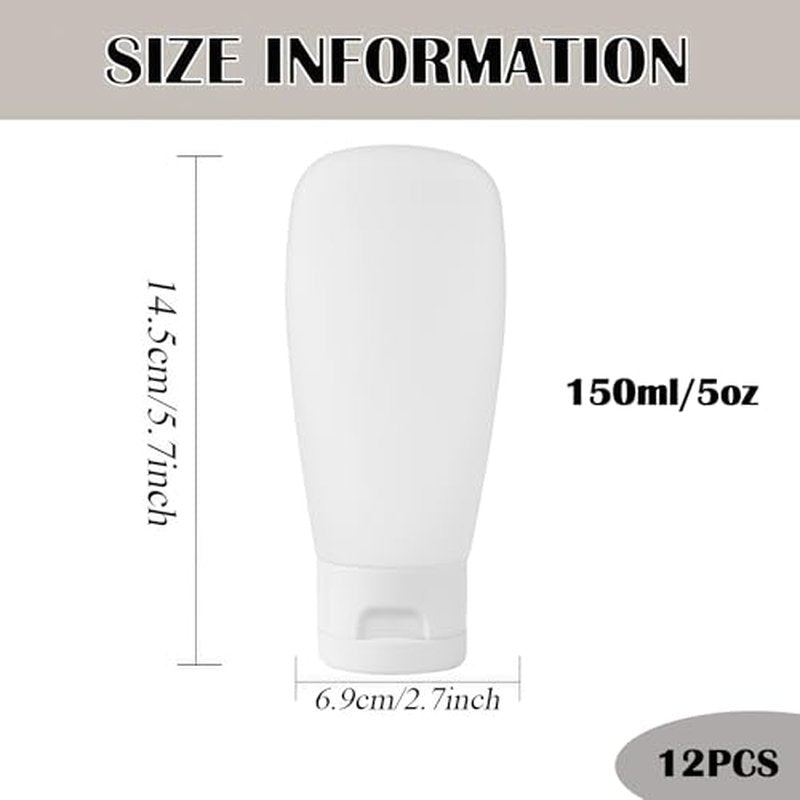 12PCS 150ml / 5oz Clear Refillable Empty Plastic Squeeze Soft Tubes With Flip Cap Makeup Containers Sample Packaging Jars Bath Containers Portable Bottle