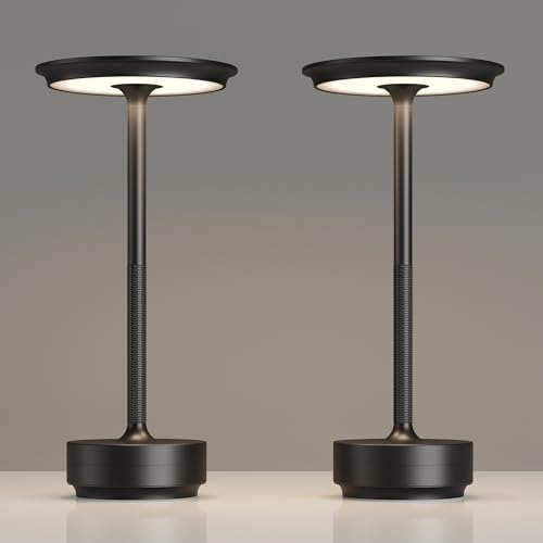 Black Rechargeable Cordless Table Lamp 2 Pack - 5000mAh Outdoor & Indoor Lighting