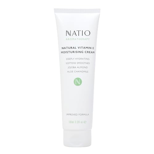 Natio Australia Aromatherapy Natural Vitamin E Moisturizing Cream, 3.4 oz - Non-Greasy Aloe Vera Face Moisturizer - Deeply Hydrating Face Cream