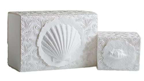 Large Biodegradable Shell Urn for Water and Ground Burial - Eco-Friendly Cremation Ash Container - 300 Cubic Inches, Metallic White Swirl