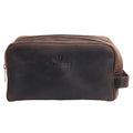 Steve Leather Toiletry Travel Pouch With Waterproof Linning, (DARK BROWN)