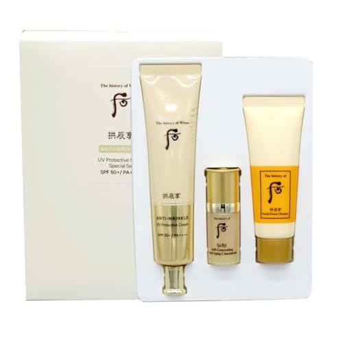 The history of Whoo Gongjinhyang Anti-Wrinkle UV Protective Cream Moisturizer Special 3 Pcs Set