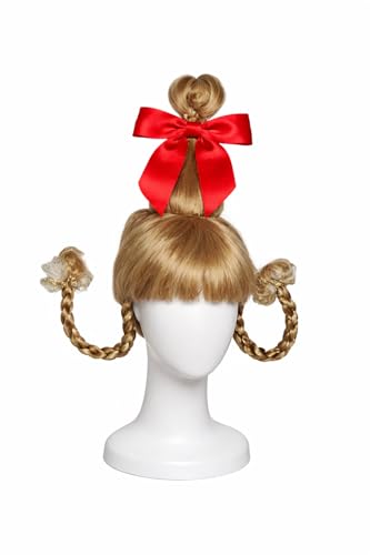 Halloween & Christmas Cindy Lou Who Wig with Braids - Festive Costume Accessory