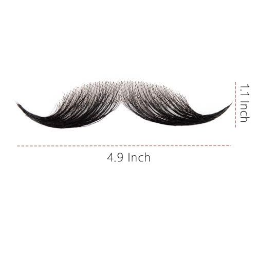 Fake Human Hair Beard for Men and Women - Natural Black 02 - Reusable & Realistic