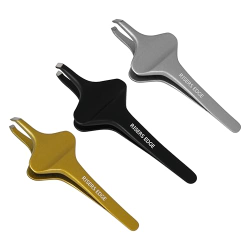Set of 3 Professional Butterfly Grip Slant Tip Tweezers ? Stainless Steel Precision Eyebrow Tweezers for Facial Hair, Ingrown Hair & Splinter Removal for Women & Men