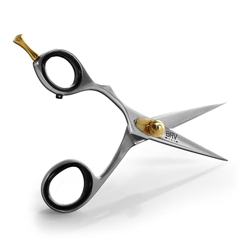 Left Handed Razor Sharp Mustache & Beard Scissors - 5.5 Inch Stainless Steel - Silver - BRV MEN