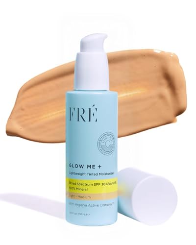 FRÉ Glow Me Tinted Mineral Face Sunscreen SPF 30 Light-Medium - Broad Spectrum, Water-Resistant, Hydrating, Sheer Tint