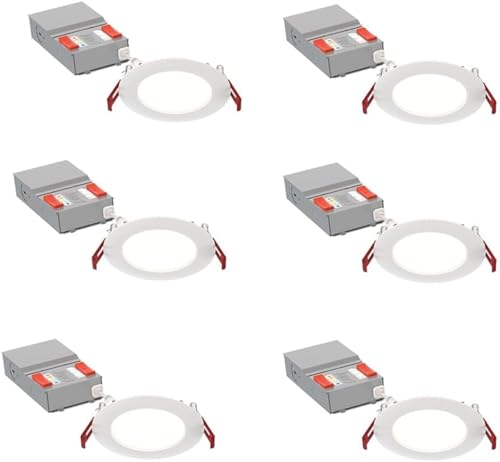 Juno 4-Inch Round Baffle Wafer LED Recessed Lights 5-in-1 CCT, 6 Pack - Flat Trim Remodel
