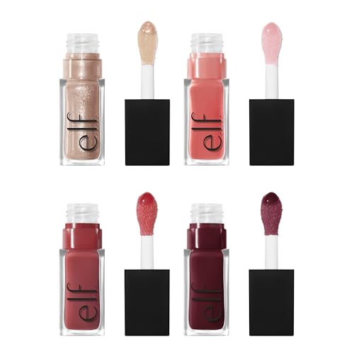 e.l.f. Glow Reviver Lip Oil Quad Set - Hydrating Glossy Lip Care Kit - 0.25 Fl Oz