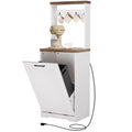 YATINEY White 10 Gallon Tilt-Out Trash Can Cabinet with Charging Station