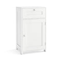 GIANTEX White Floor Bathroom Storage Cabinet 13.5"D x 17"W x 30.5"H with Door & Drawer