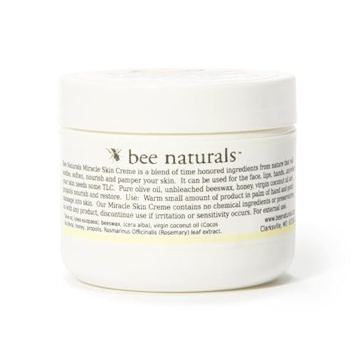 Bee Naturals Miracle Skin Creme - All-Natural Hydrating Cream for Full body - Pure Nourishment with Olive Oil, Beeswax & Coconut Oil (4 oz) (Pack of 2)