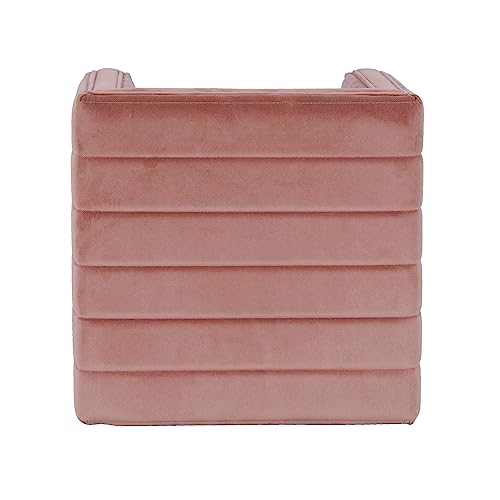19-Inch Blush Pink Velvet Tufted Ottoman Footstool - Modern Channel Design