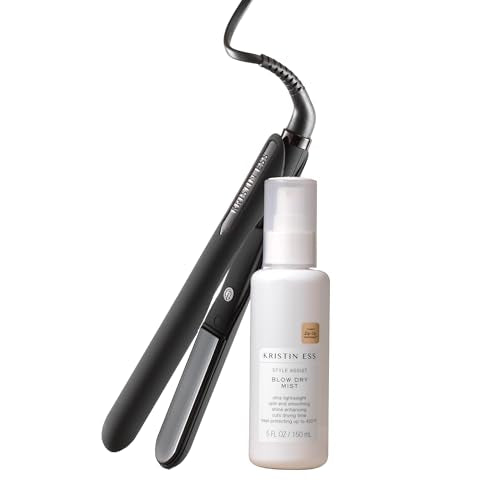 Mini Ceramic Flat Iron for Short Hair & Travel - 3/4 Inch, Heat Protectant Spray Set