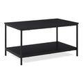 Black Rectangular Coffee Table with Bottom Shelf - Modern Living Room Centerpiece