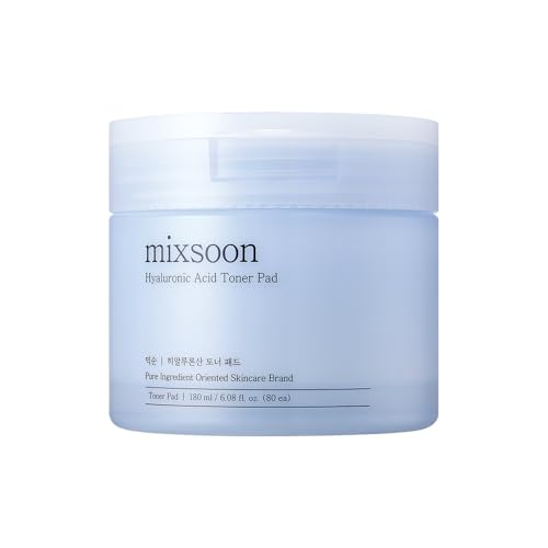mixsoon Hyaluronic Acid Toner Pad - Deeply Hydrating and Refreshing Facial Pads, Triple Hyaluronic Acid Complex, Gentle Daily Care for Smooth Radiant Skin 180ml / 6.08 fl.oz. Korean Glass Skin Care