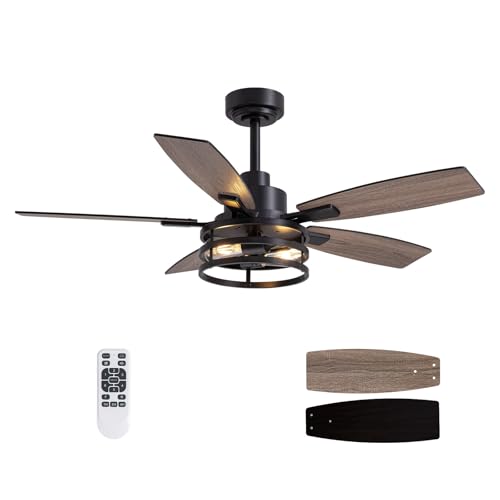 LuminFan Black 46-Inch Ceiling Fan with Lights & Remote Control for Indoor & Outdoor
