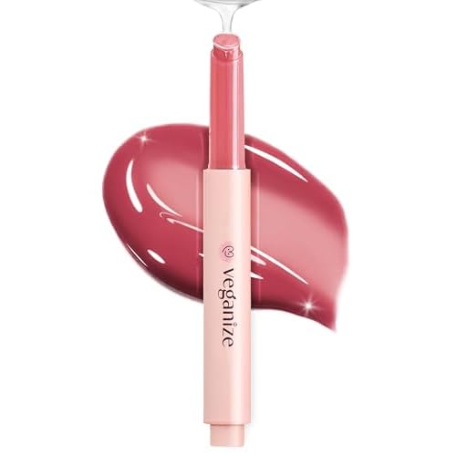 self beauty Veganize Collagen Lip Glass Balm - Hydrating Lip w/Hyaluronic Acid - Vegan Korean Lip Balm Moisturizing Lip Care ? Lip Gloss Repair for Dry Cracked Lips 0.06 oz (#8 Dried Rose)