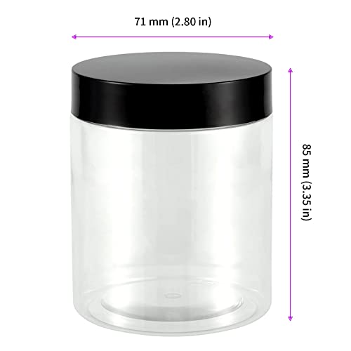 JEUIHAU 46 Pack 8 OZ Plastic Jars with Lids, Clear Empty Slime Storage Containers with Screw On Lids, Plastic Cosmetic Containers for Slime Making, Food, Beauty Products, BPA Free