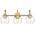 Gold 3-Light Bathroom Vanity Light Fixtures with Globe Clear Glass - Up/Down Mount