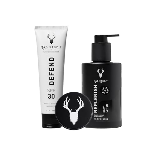 Tattoo Care Kit with Sunscreen, Lotion & Balm - Full Coverage Tattoo Set