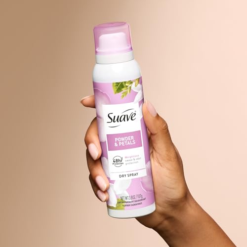 Suave Powder & Petals Antiperspirant Deodorant Dry Spray - 48Hr Odor & Wetness Protection, 3.8oz, 12 Pack