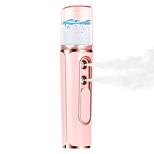 Nano Mister for Eyelash Extensions, Portable Facial Mist Sprayer with 2 Nozzles, 30ml Water Tank - USB Rechargeable Handheld Face Atomizer for Makeup and Skin Hydration - Green
