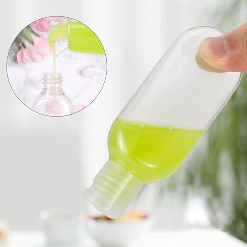50 PCS Travel Size Bottles with Hand Sanitizer Keychain, 1 OZ (30ML) Refillable Squeeze Containers for Backpack, Portable Plastic Small Empty Leakproof Bottles