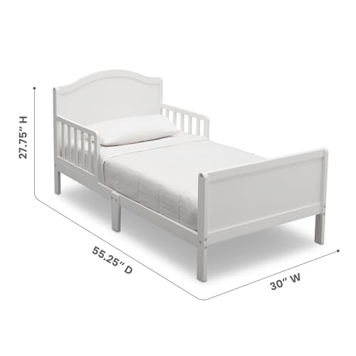 Delta Children Bennett Wood Toddler Bed Bianca White - Greenguard Gold Certified, Low Profile, Safety Guardrails