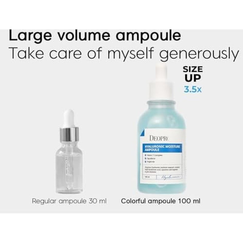 Deoproce Hyaluronic Moisture Intensive Ampoule Korean Skincare, 7 Types of Hyaluronic Acid, Moisturizing, Allantoin, Hydrates Dry Skin Korean Skincare 3.4 fl oz