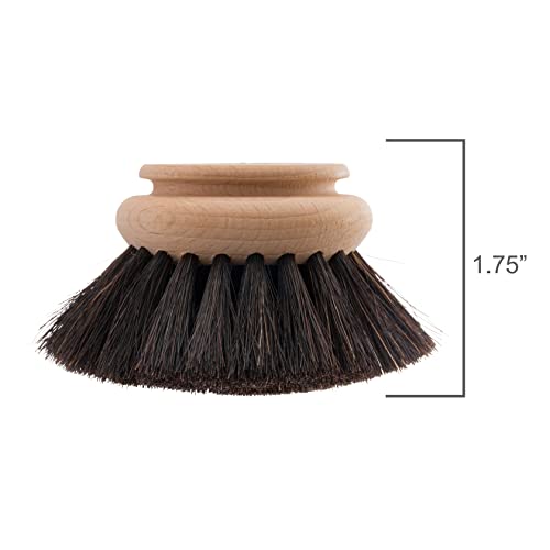 Redecker Dish Brush Replacement Heads - Horsehair, 2-Inch Round, Set of 2 - For Glassware & Delicate Surfaces - Horse Hair / Set of 2
