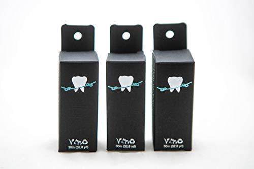 Biodegradable Bamboo Charcoal Dental Floss with Grapefruit Seed Extract - Eco-Friendly, Vegan, Refillable Glass Jar - 3 Pack