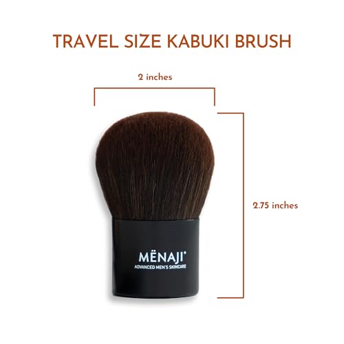 Menaji Deluxe Kabuki Brush for Men - 1 Ounce Travel Makeup Brush - Synthetic, Flawless Application