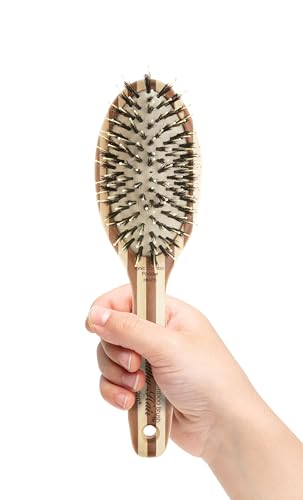 Eco-Friendly Bamboo Ionic Paddle Hair Brush with Boar Combo - Healthy Hair