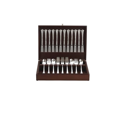 Reed & Barton Eureka Mahogany Flatware Chest - 120-Piece Silverware Storage with Cloth Interior - 5.50 LB
