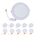 18W Round LED Recessed Panel Light - 8 Inch Cool White 6500K, 10 Pack
