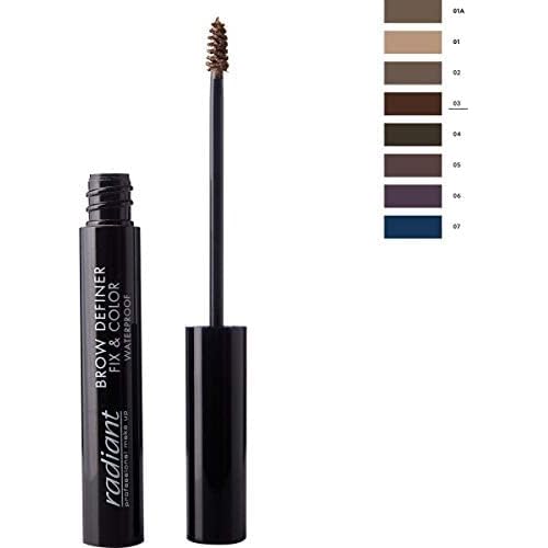 Radiant Professional Brow Definer Fix & Color - Waterproof, Long Lasting Eyebrow Mascara - Eyebrow Shaper & Filler With Precision Brush For Coverage, Perfect Shape & Color - 0.16oz (03)