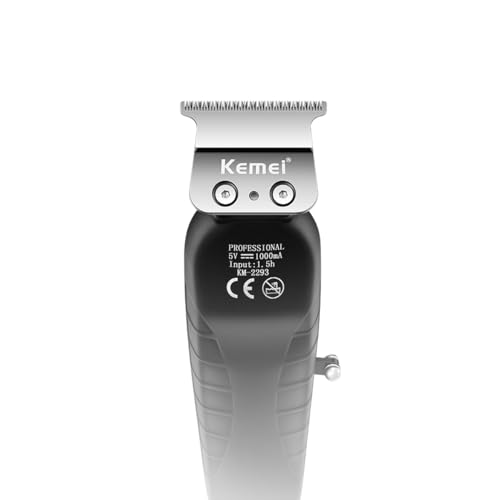 KEMEI 2293 Black Hair & Beard Trimmer with Zero Gapped T-Blade, LED Display, 3 Guards