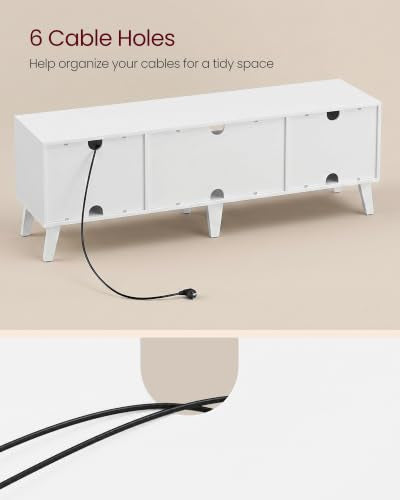 VASAGLE White 58-Inch TV Stand for 65 Inch TV with Adjustable Shelf - Modern Entertainment Center