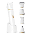 ele ELEOPTION Electric Razors for Women 5-in-1 Waterproof Wet Dry Electric Shaver with USB Charge Dock, Legs Hair Remover, Body Shaver for Beard Bikini Trimmer for Women White
